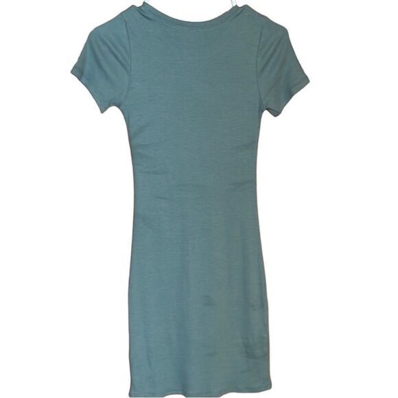 OPEN EDIT WOMENS DRESS SIZE XXS BODYCON LIGHT RIBBED GREEN‎ NEW SHORT SLEEVE NWT - Picture 5 of 8